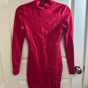 Elegant Red Long Sleeve Dress
